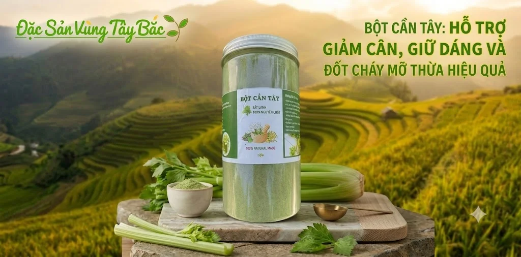 Bột Cần Tây Sấy Lạnh Nguyên Chất Bột cần tây hỗ trợ giảm cân, giữ dáng và đốt cháy mỡ thừa hiệu quả