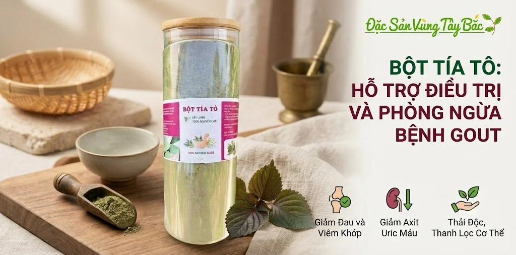 Bột tía tô giúp hỗ trợ điều trị và phòng ngừa bệnh gout