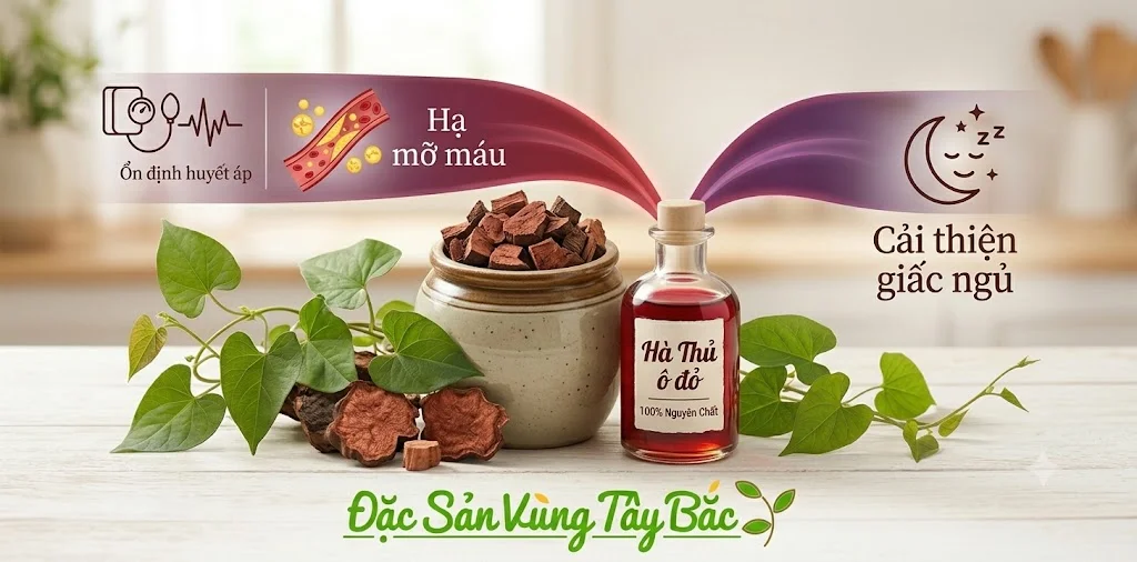 Hà Thủ Ô Đỏ Hà Thủ ô đỏ giúp ổn định huyết áp, hạ mỡ máu và cải thiện giấc ngủ