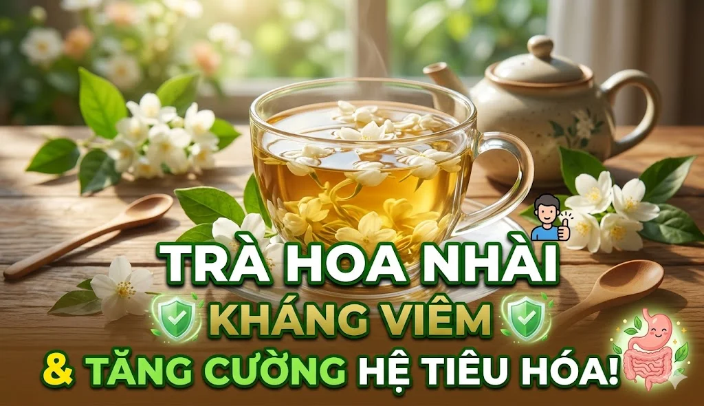 Trà hoa nhài giúp Kháng viêm và tăng cường hệ tiêu hóa