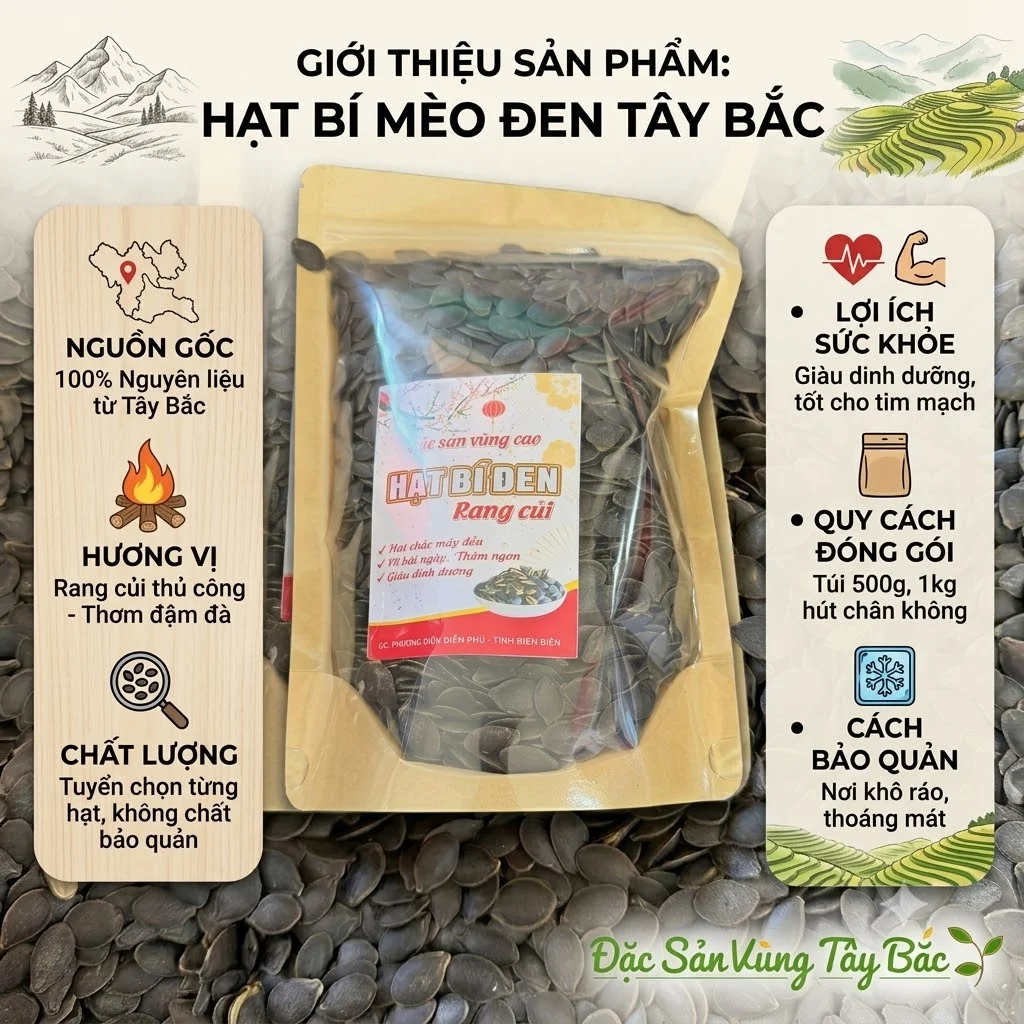 Hạt Bí Mèo Đen Rang Củi