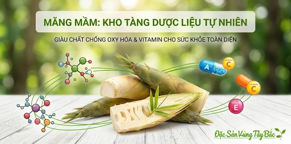 Măng Mầm (Măng Bẹ) Khô Măng mầm giàu chất chống oxy hóa