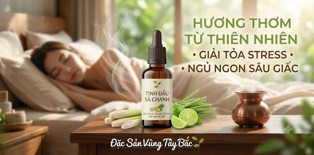 Tinh dầu sả chanhh giúp giải tỏa stress, xoa dịu thần kinh và cải thiện giấc ngủ