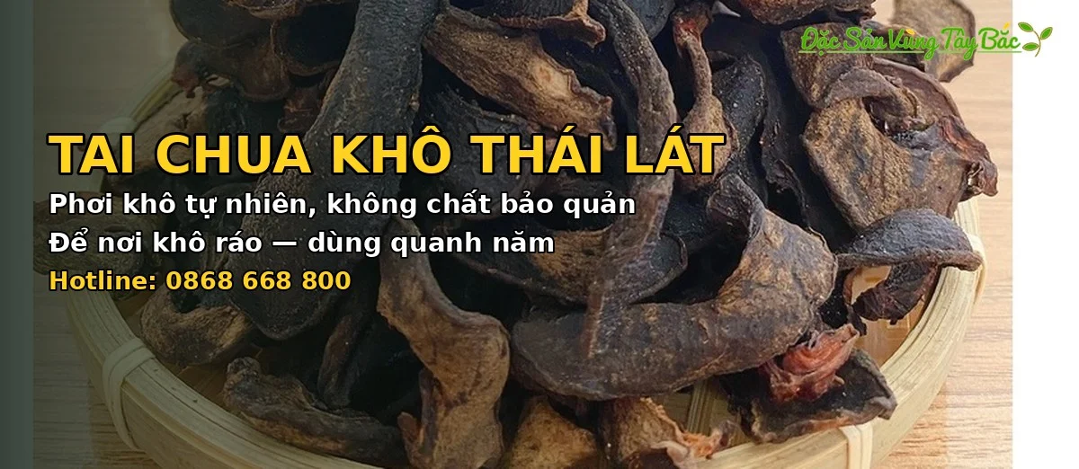 Tai chua khô thái lát phơi tự nhiên, bảo quản dùng quanh năm